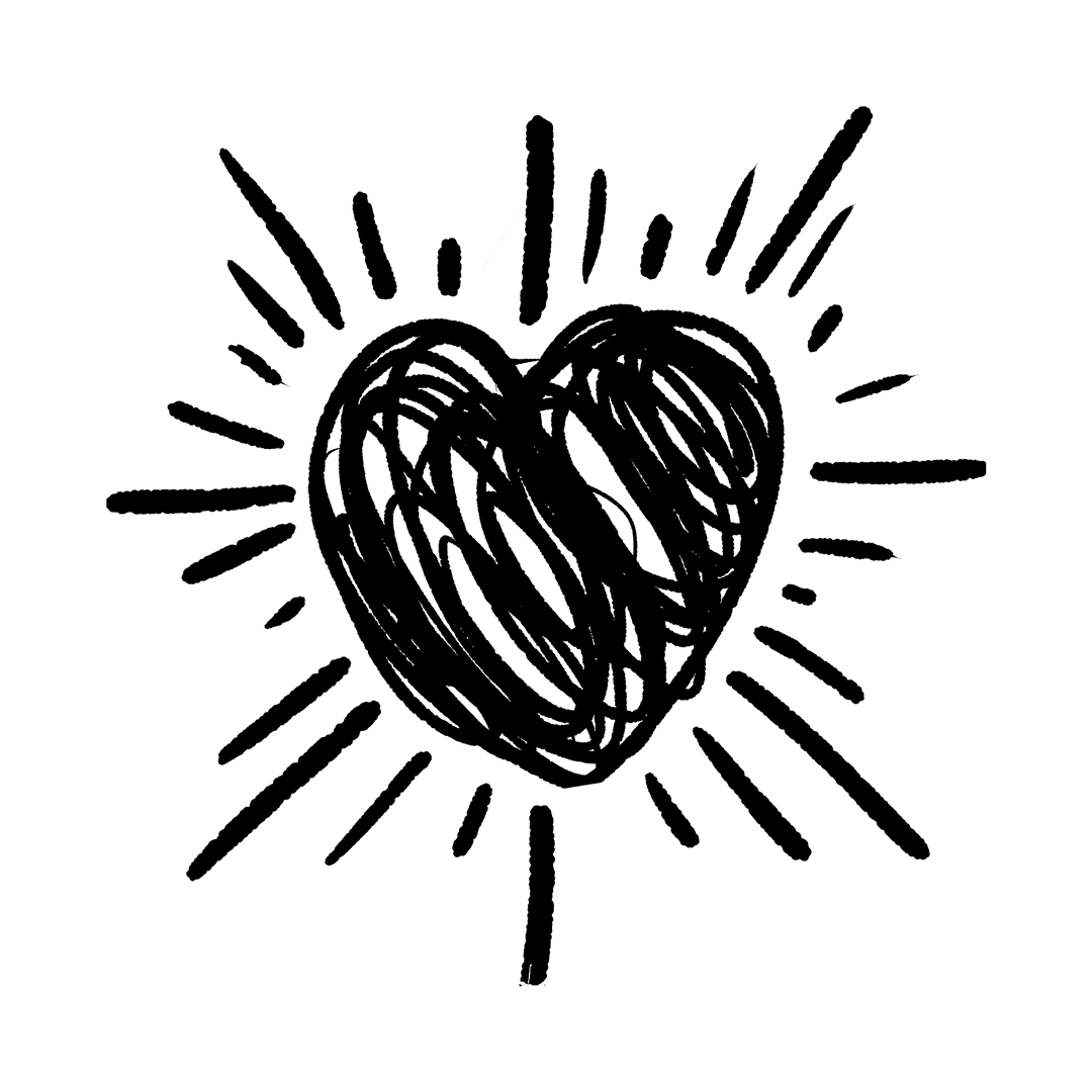 Scribbled Heart Icon on Transparent Background with Radiating Strokes