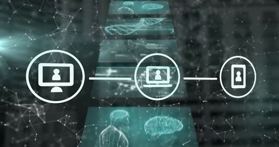 Digital Data Network with Semi-Transparent Interface Icons