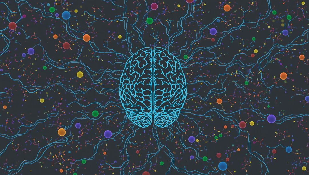 Glowing Neon Brain with Neural Network and Vibrant Connections