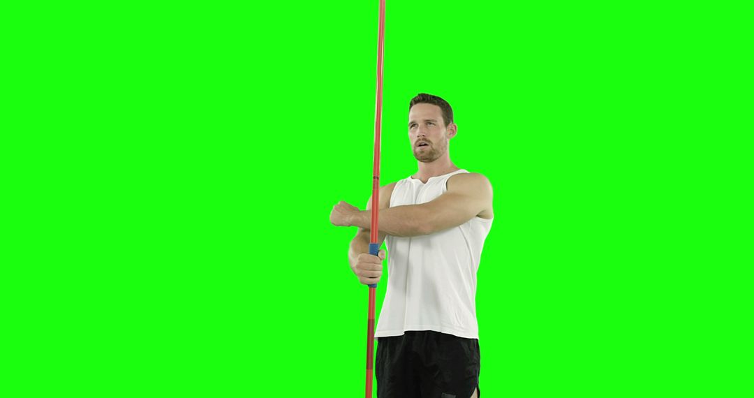 Athletic Man Holding Pole on Green Screen Background - Free Images, Stock Photos and Pictures on Pikwizard.com