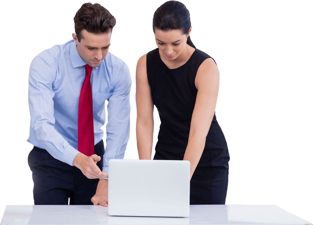 Transparent Communication Business People Using Laptop Collaboration