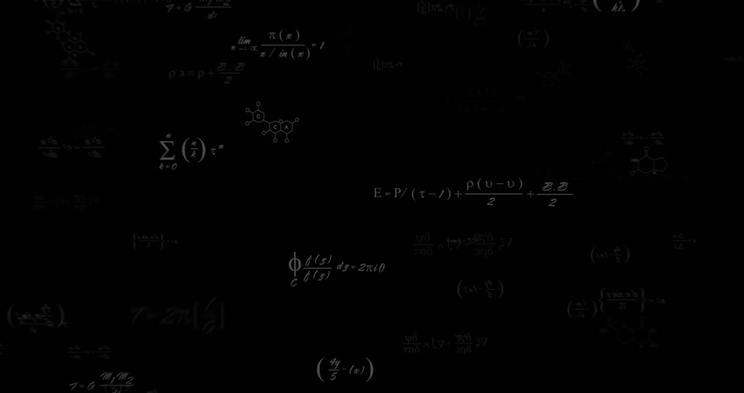Mathematical Equations Floating on Dark Background