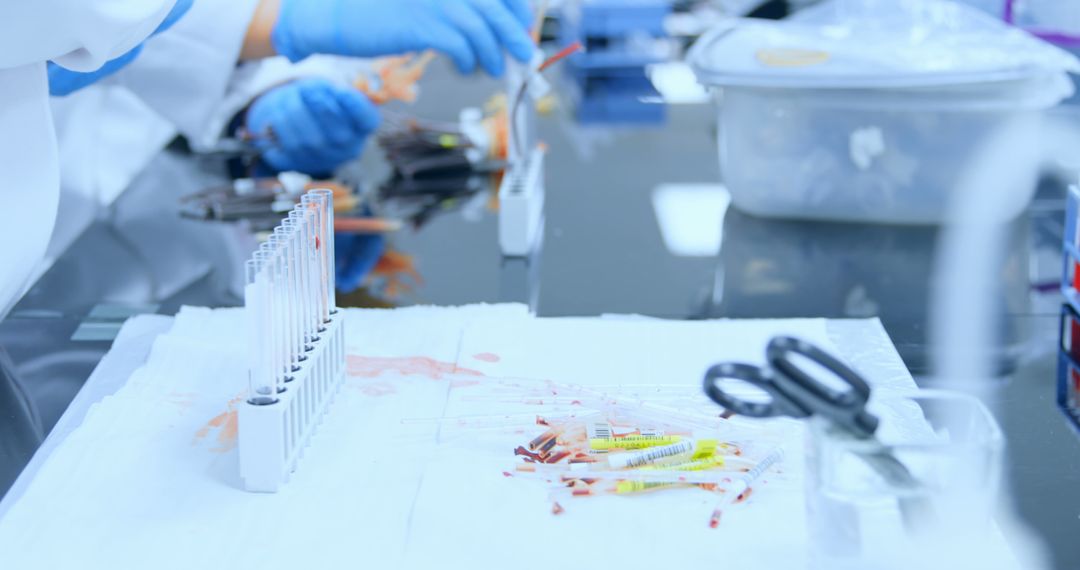 Scientist Conducting Lab Testing with Test Tubes in Laboratory - Free Images, Stock Photos and Pictures on Pikwizard.com