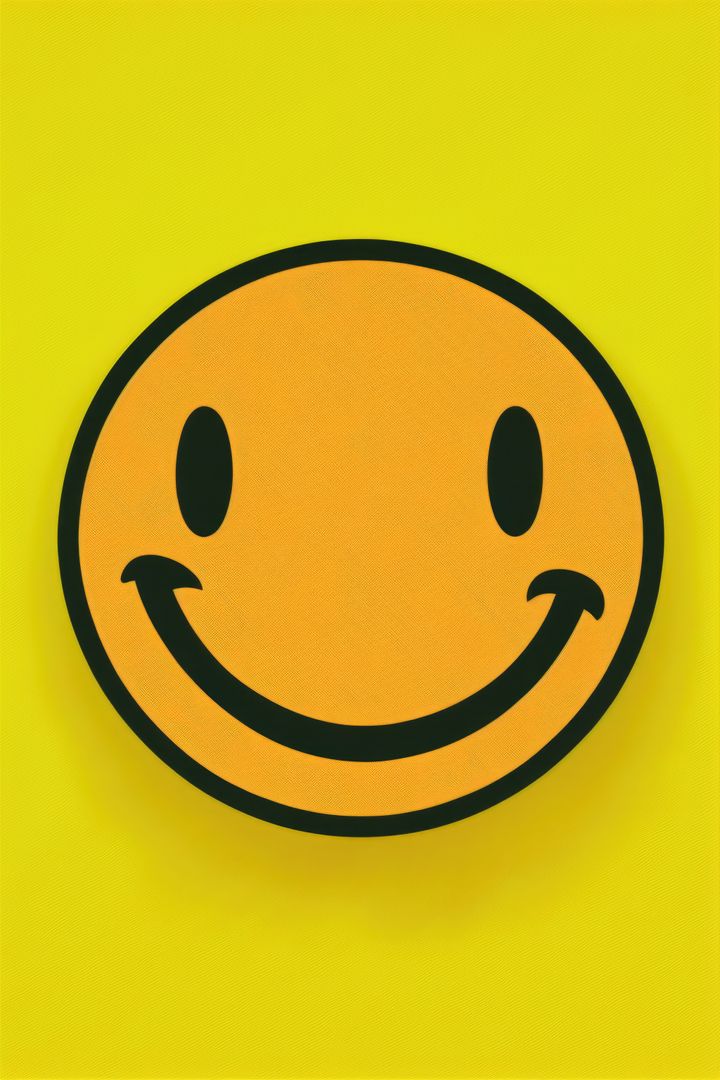 Retro yellow smiley icon on yellow background, created using generative ai technology - Free Images, Stock Photos and Pictures on Pikwizard.com