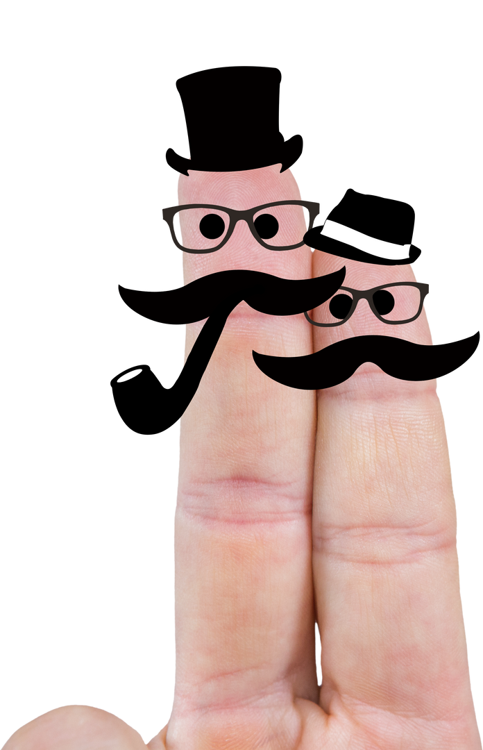 Fun Finger Faces in Hats, Glasses and Pipe on Transparent Background - Download Free Stock Images Pikwizard.com