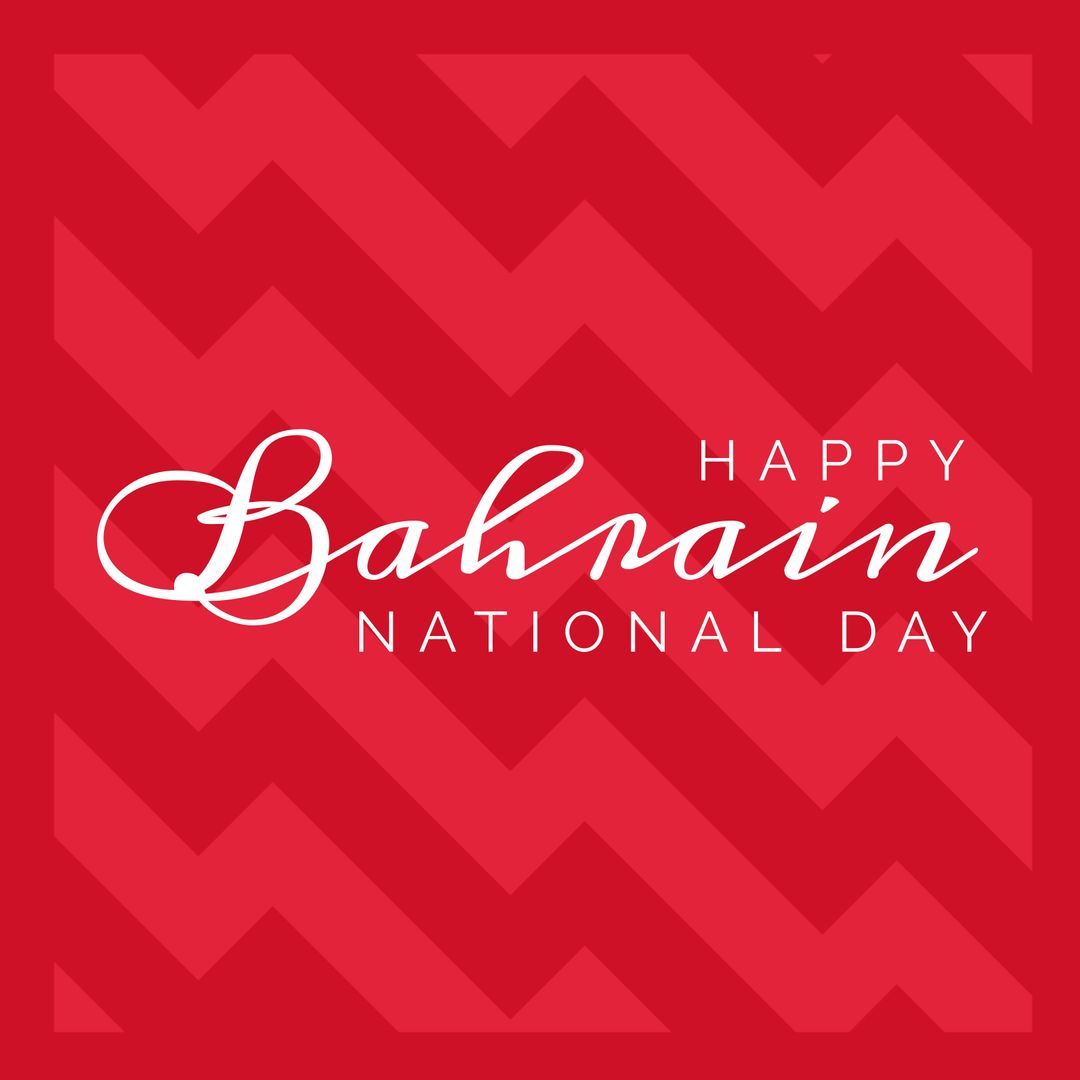 Bahrain National Day Greeting Card With Red Zigzag Background