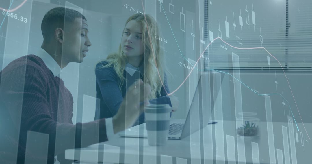 Diverse Professionals Collaborate in Digital Workspace Overlay