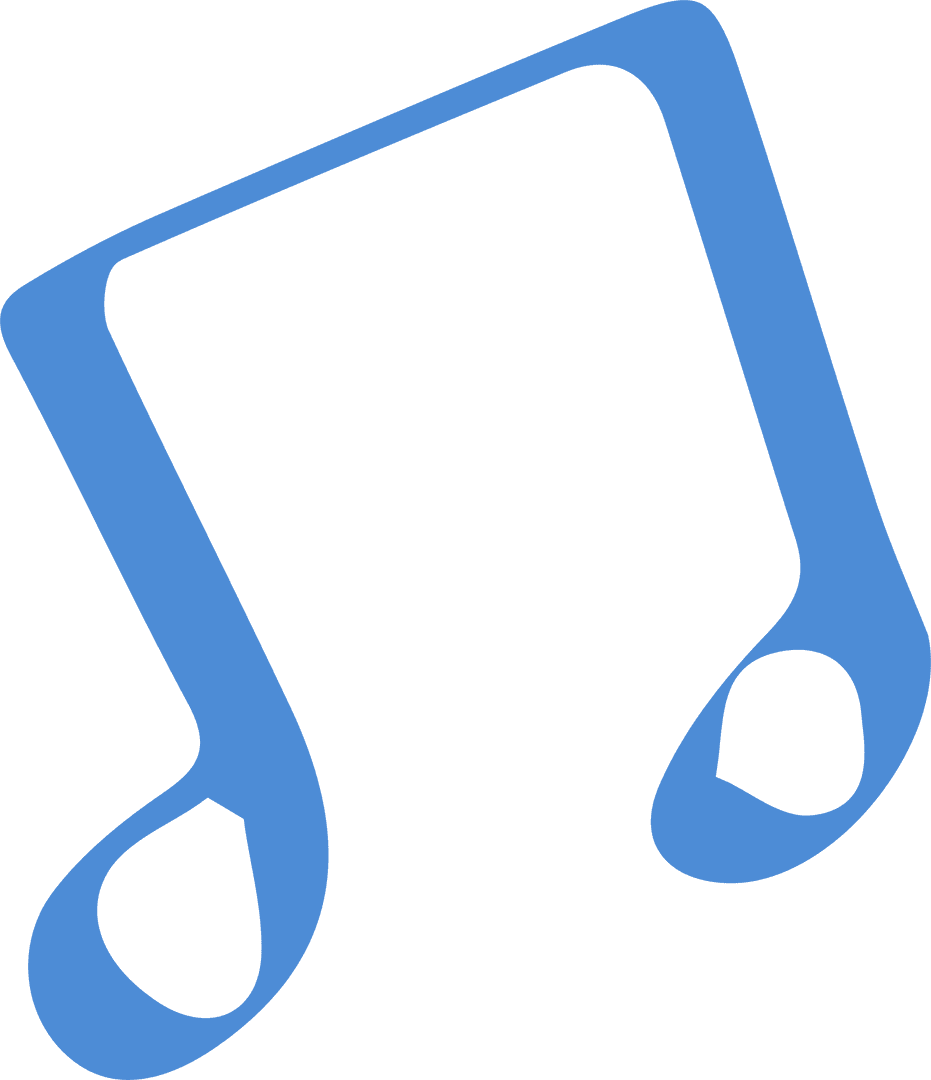 Stylized Blue Eighth Note with Transparent Background