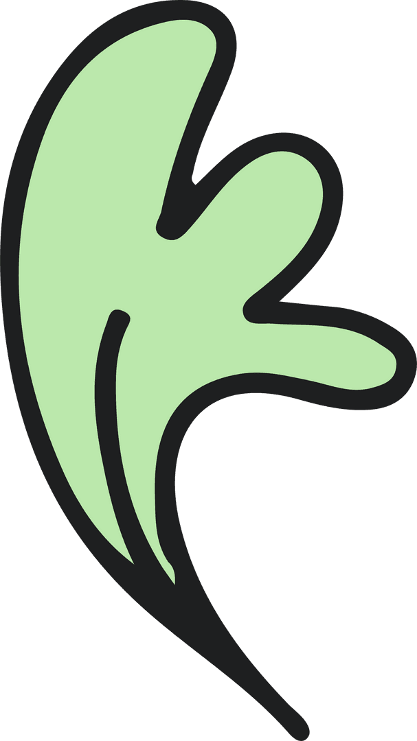 Minimalist Green Lobe Shape on Transparent Background