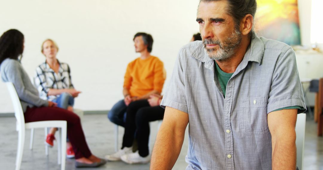 Middle-Aged Man Attending Support Group Meeting - Free Images, Stock Photos and Pictures on Pikwizard.com