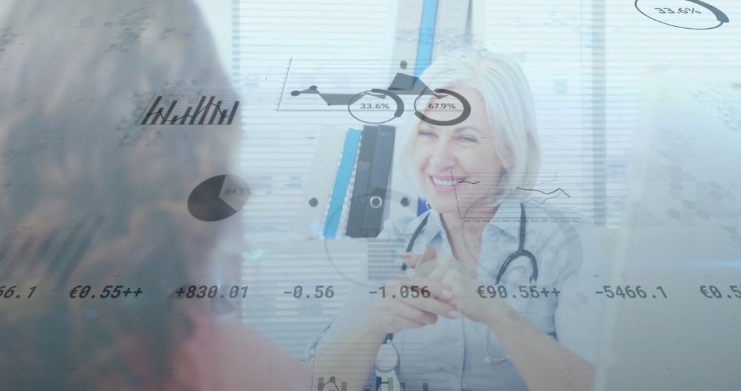 Doctor Consulting Patient with Data Analysis Overlay in Modern Clinic