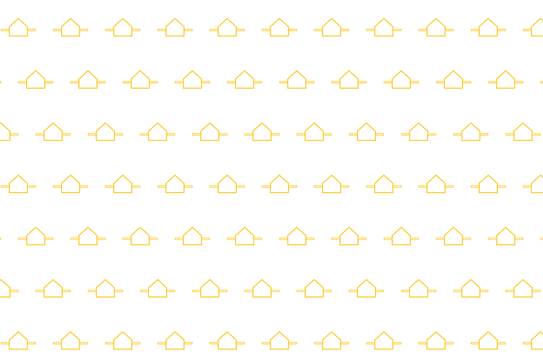 Transparent Vector Pattern of Yellow Houses in Seamless Row Arrangement