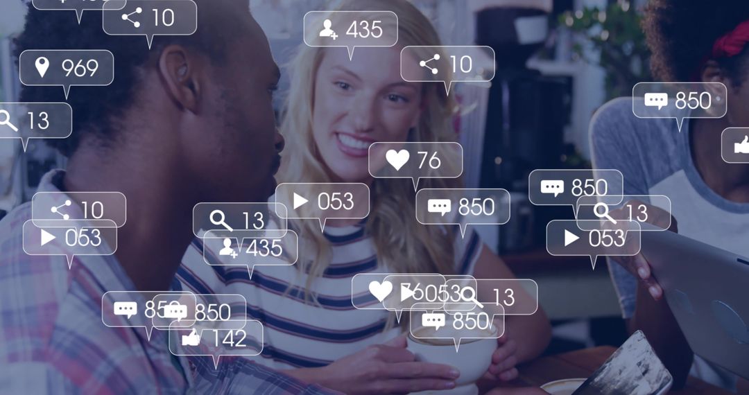 Diverse Group Networking in Cafe with Digital Interactions