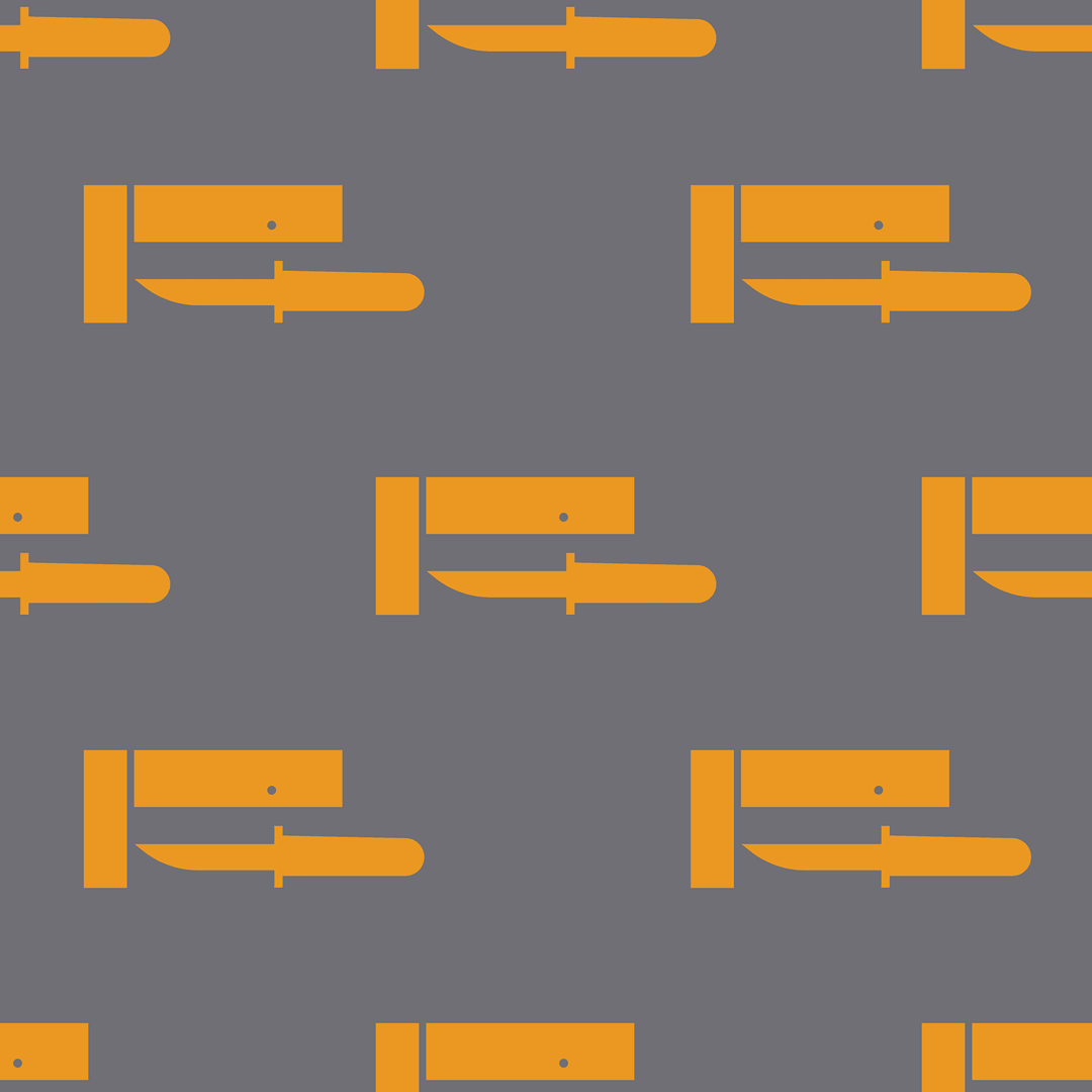 Seamless Repeated Pattern of Orange Craft Knife on Transparent Background
