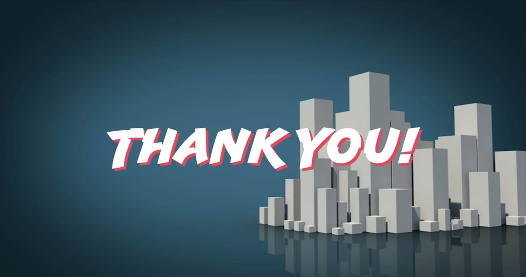 Thank You Text Over Futuristic Cityscape Design