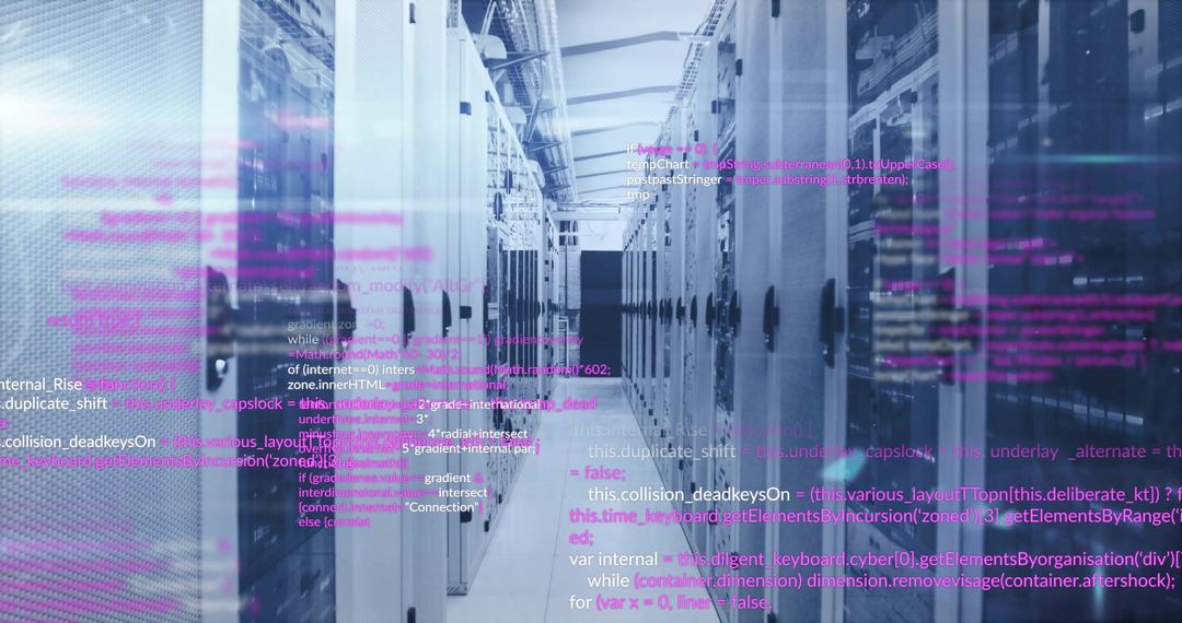 Computer code overlaying modern data servers in data center