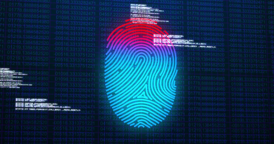 Digital Biometric Fingerprint with Network Code Background