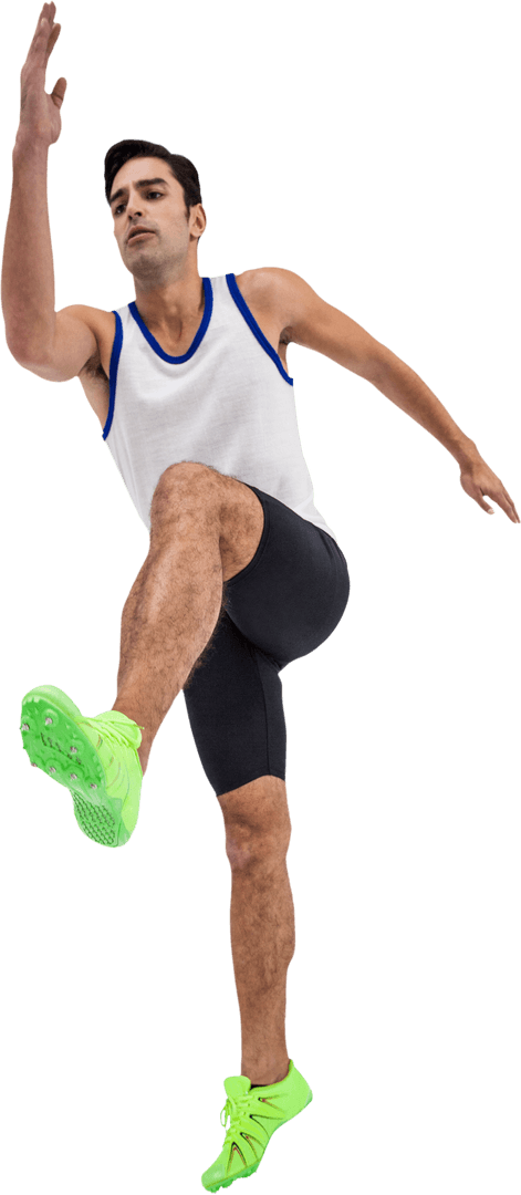 Competitive Runner Jumping Hurdle on Transparent Background