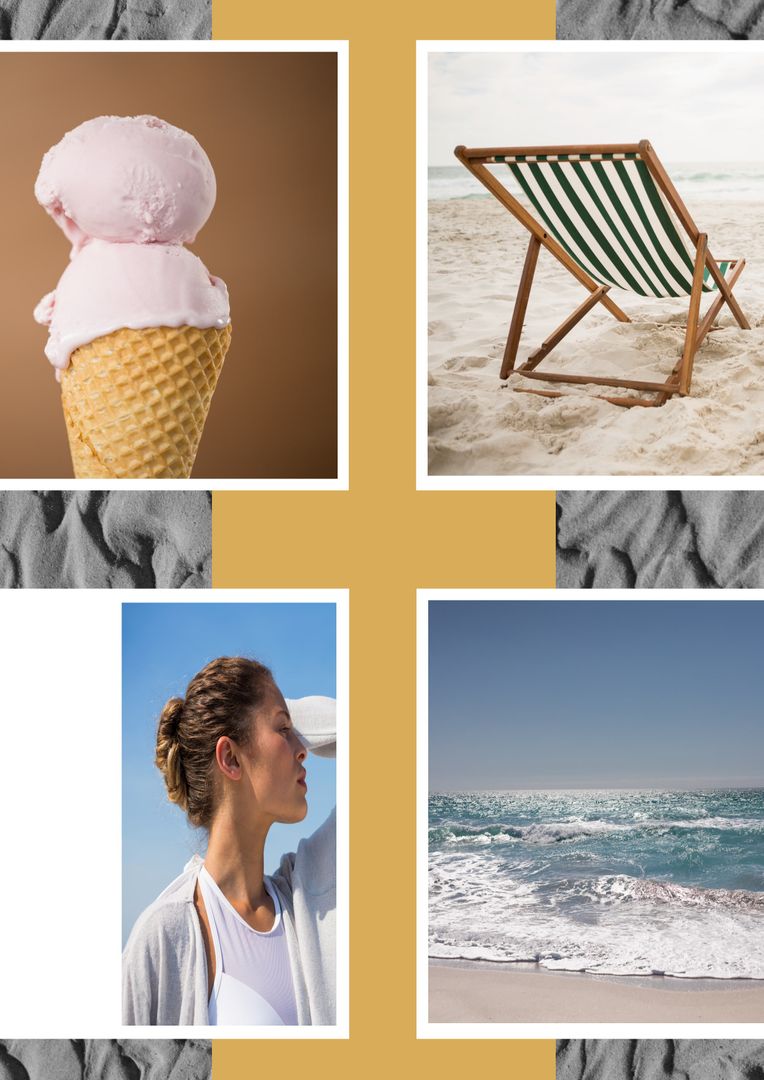 Summer Vibes Collage with Ocean, Ice Cream, and Beach Scenes