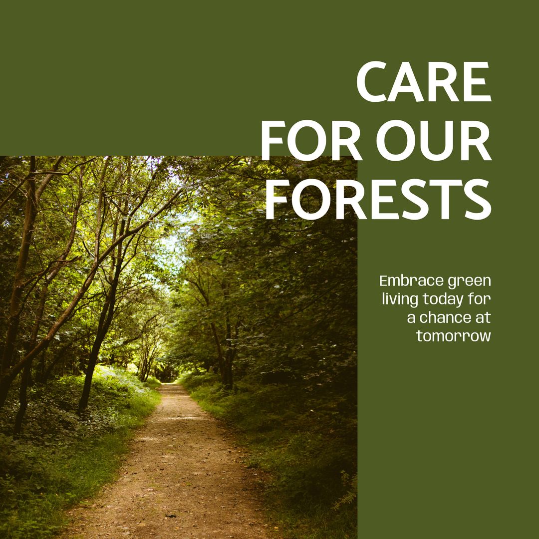 Care For Our Forests Campaign Poster with Lush Green Forest Trail - Download Free Stock Templates Pikwizard.com