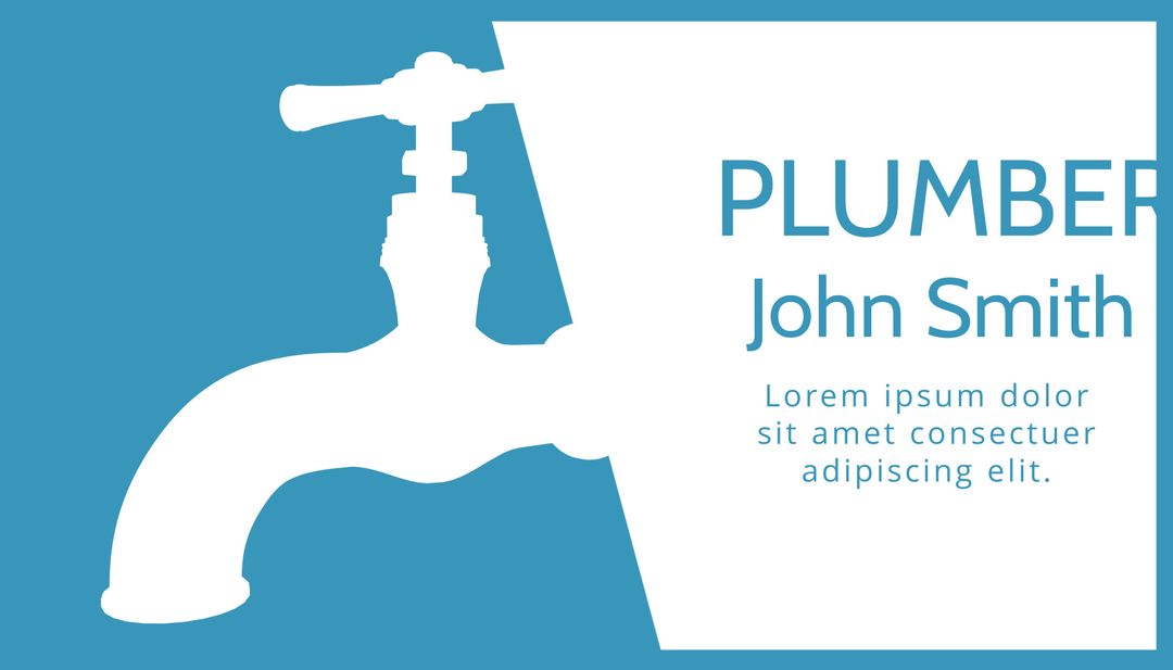 Minimalist Plumbing Business Card with Bold Tap Graphic - Download Free Stock Templates Pikwizard.com