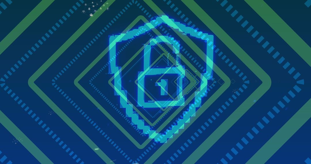 Digital Security Concept with Padlock Icon on Geometric Background