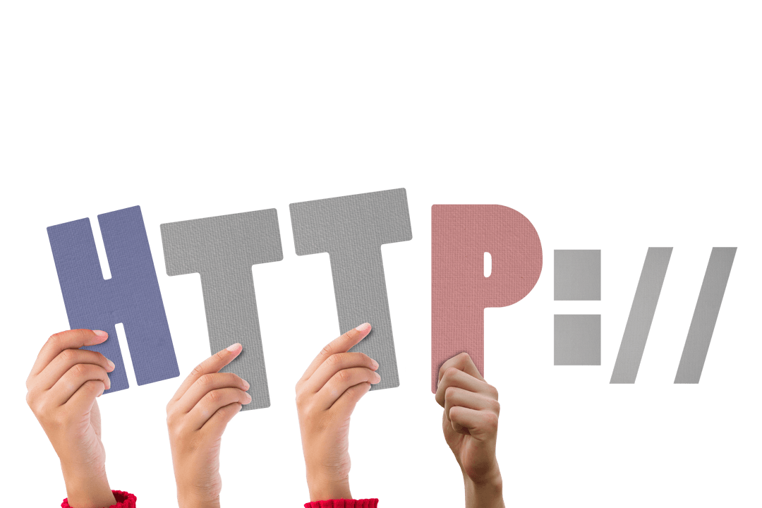 Hands Holding HTTPS Sign on Transparent Background