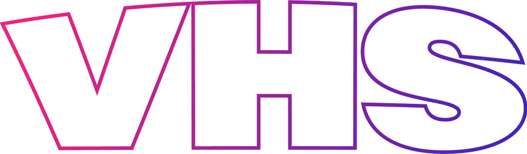 Glowing Neon VHS Text on Transparent Background