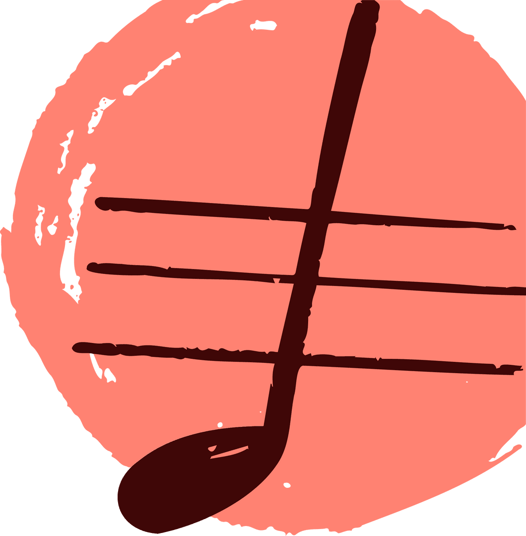 Artistic Quarter Note with Coral Circle Background, Transparent