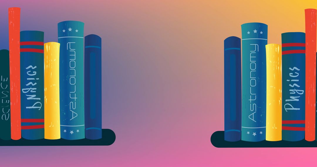 Colorful Science Books Arranged on Gradient Backdrop