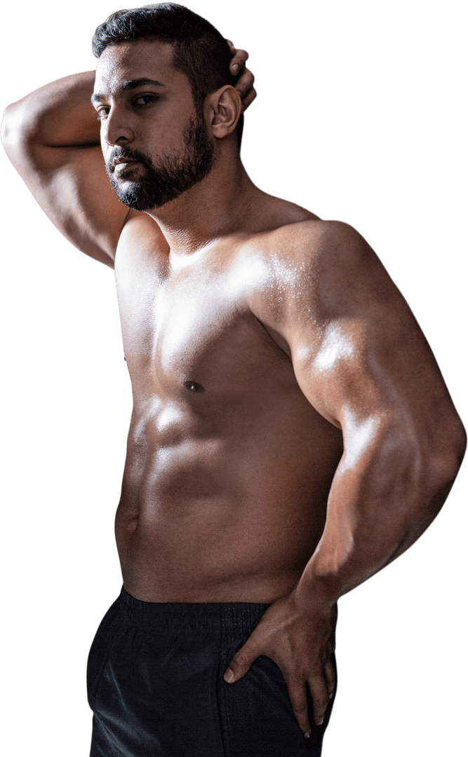 Transparent Muscular Man Displaying Strength and Fitness