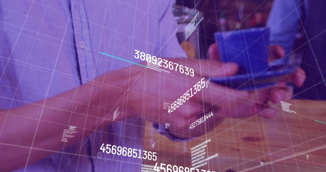 Digital Data Interface Overlay on Coffee Break