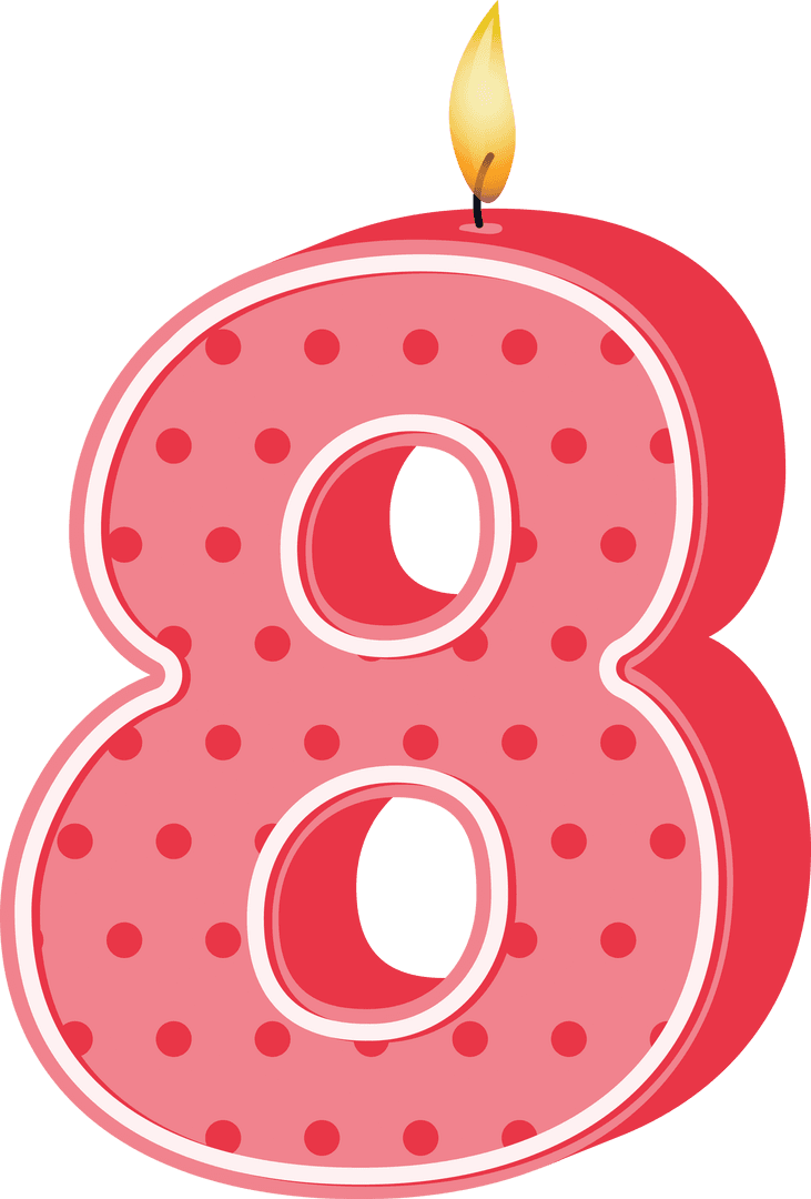 Eighth Birthday Party Candle Number 8 Transparent Design