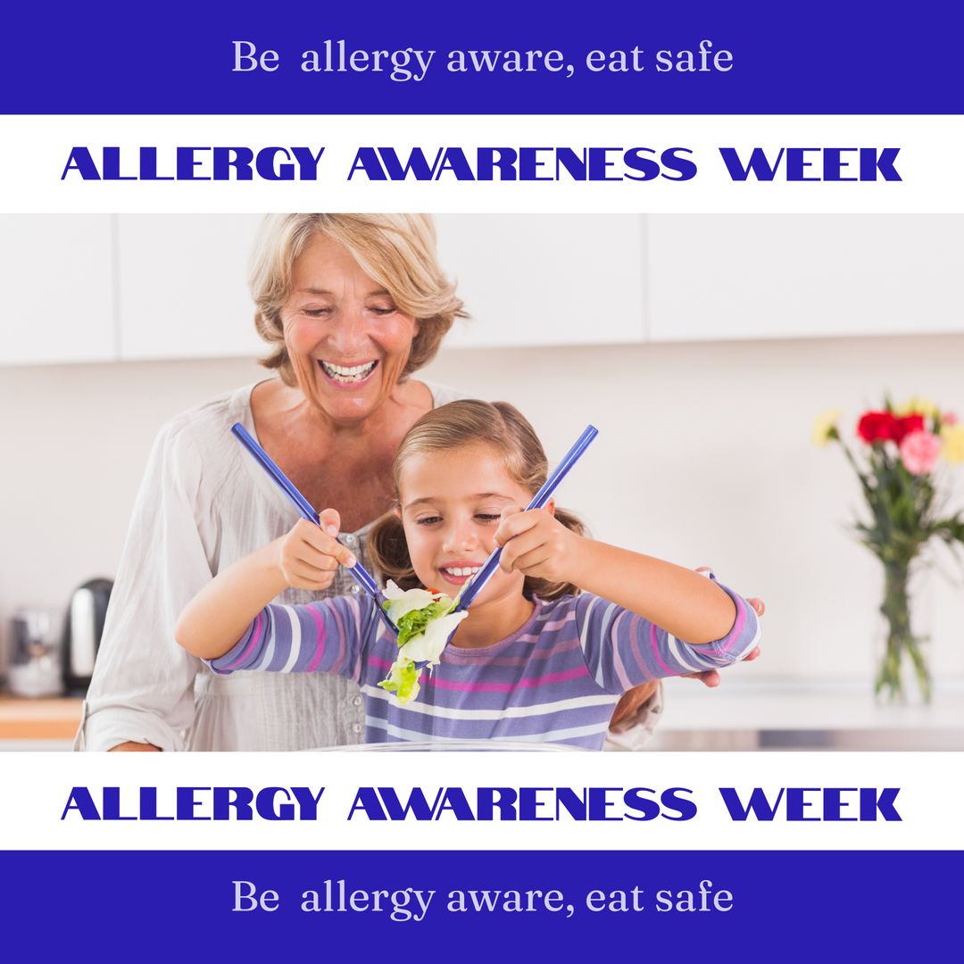 Grandmother and Granddaughter Enjoying Salad for Allergy Awareness Week