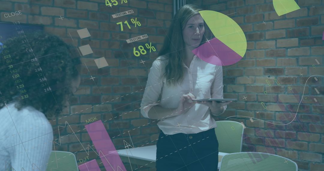 Business Analysis Discussion with Statistical Data Overlay