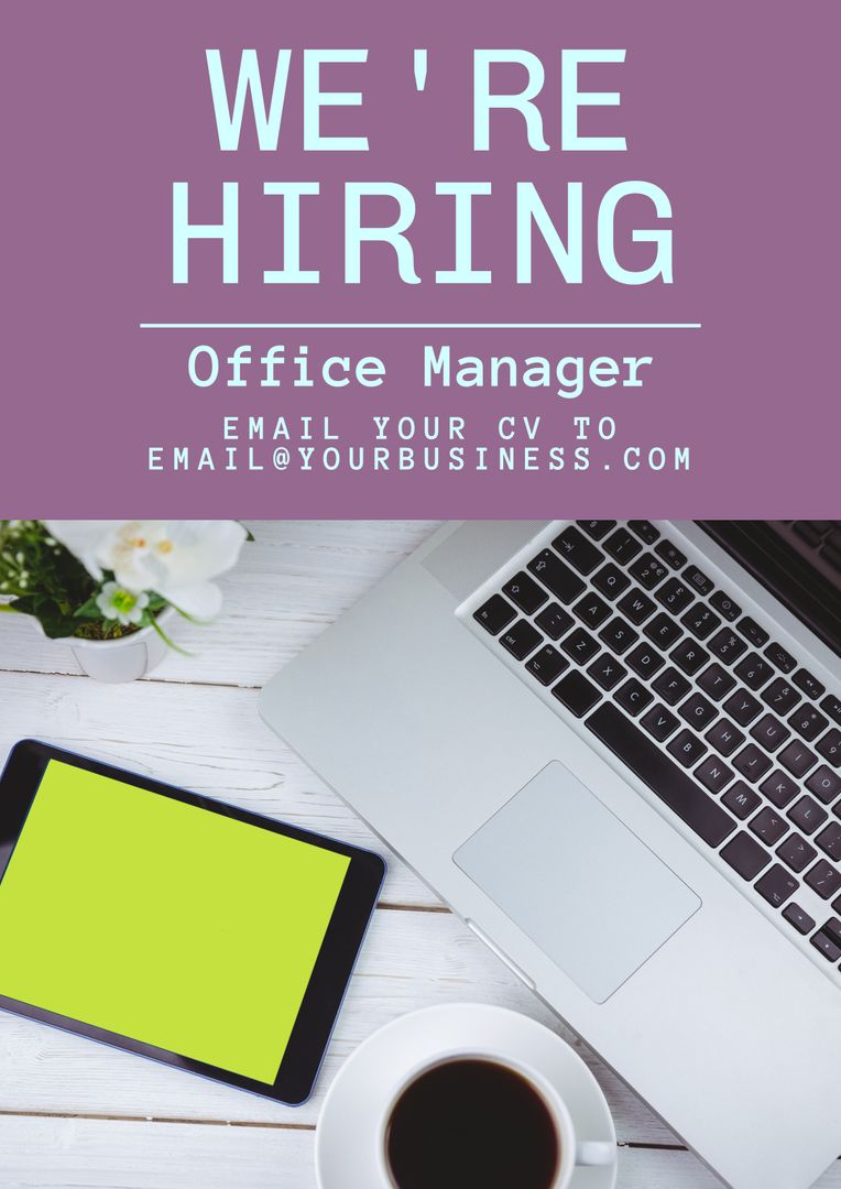 We're Hiring Office Manager Recruitment Announcement - Download Free Stock Templates Pikwizard.com