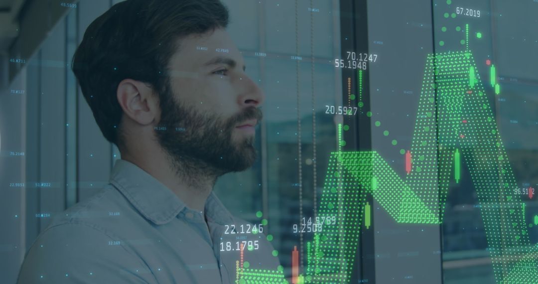 Contemplative Businessman Analyzing Digital Data Charts