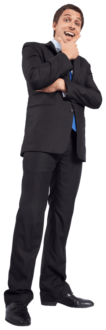 Smiling Caucasian Businessman on Transparent Background Gesturing Cheerfully