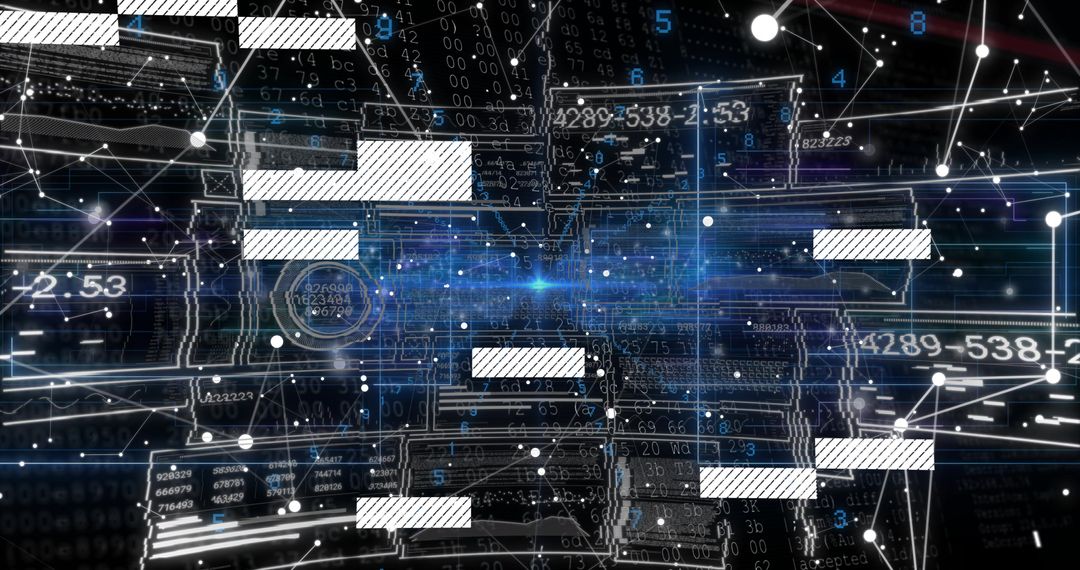 Glowing Blue Data Network and Virtual Interface Concept