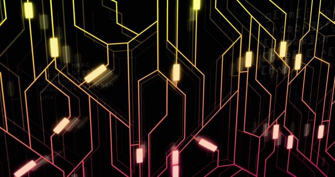 Abstract Data Processing Circuit on Black Background