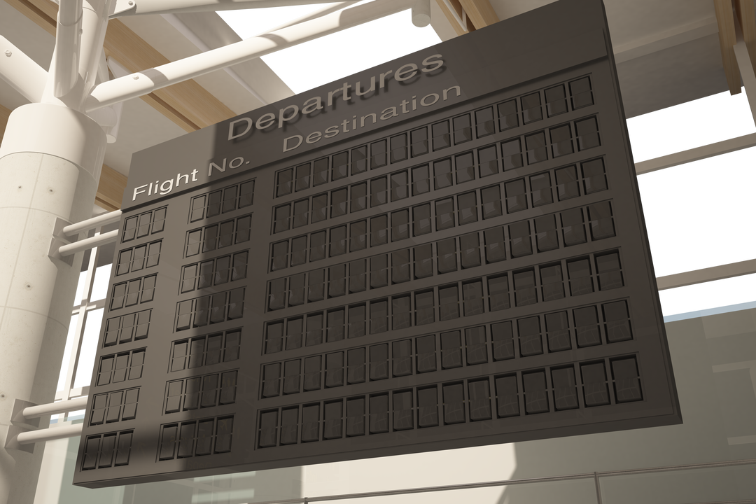 Transparent Interior of Modern Airport with Departure Board - Download Free Stock Images Pikwizard.com