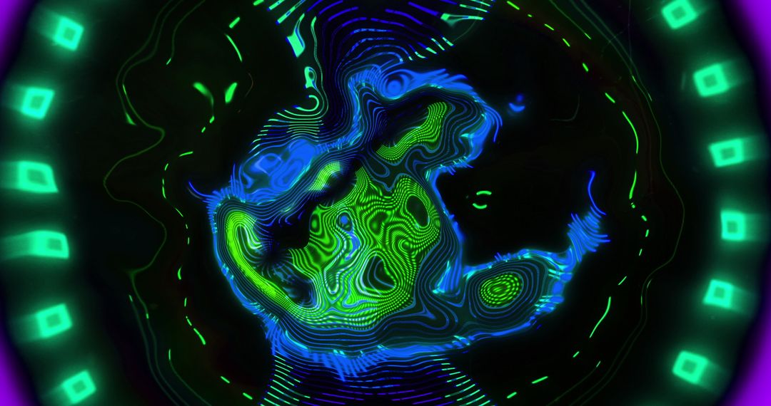 Neon Kaleidoscopic Texture with Blue and Green Flow