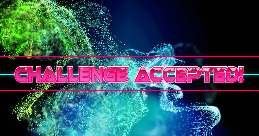 Challenge Accepted Text Over Glowing Digital Waves
