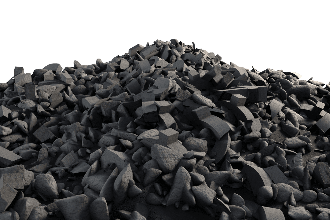 Transparent Background Pile of Mixed Grey Rocks