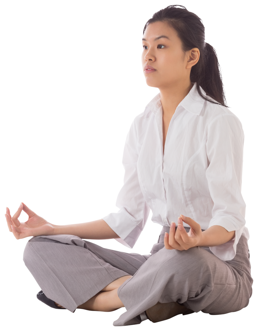 Transparent Image of Businesswoman Meditating in Lotus Pose - Download Free Stock Images Pikwizard.com