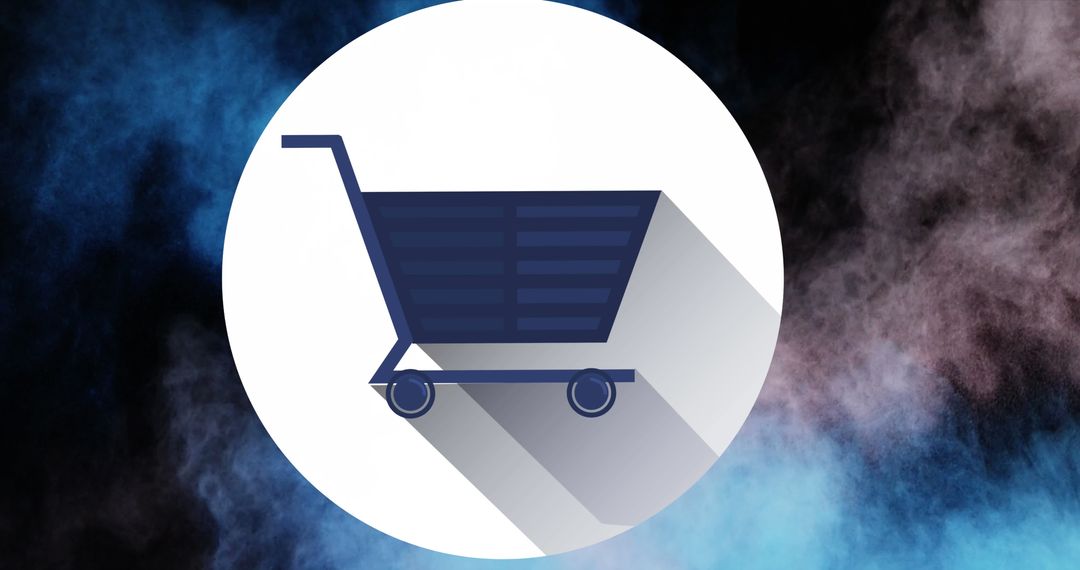 Digital Shopping Cart Icon on Vibrant Powder Background