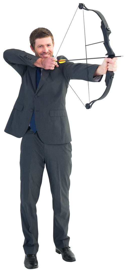 Businessman Shooting Bow and Arrow on Transparent Background - Download Free Stock Images Pikwizard.com