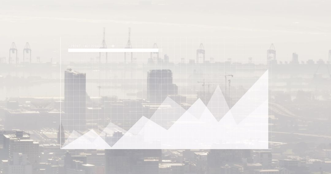 Data Chart Overlay on Misty Urban Skyline