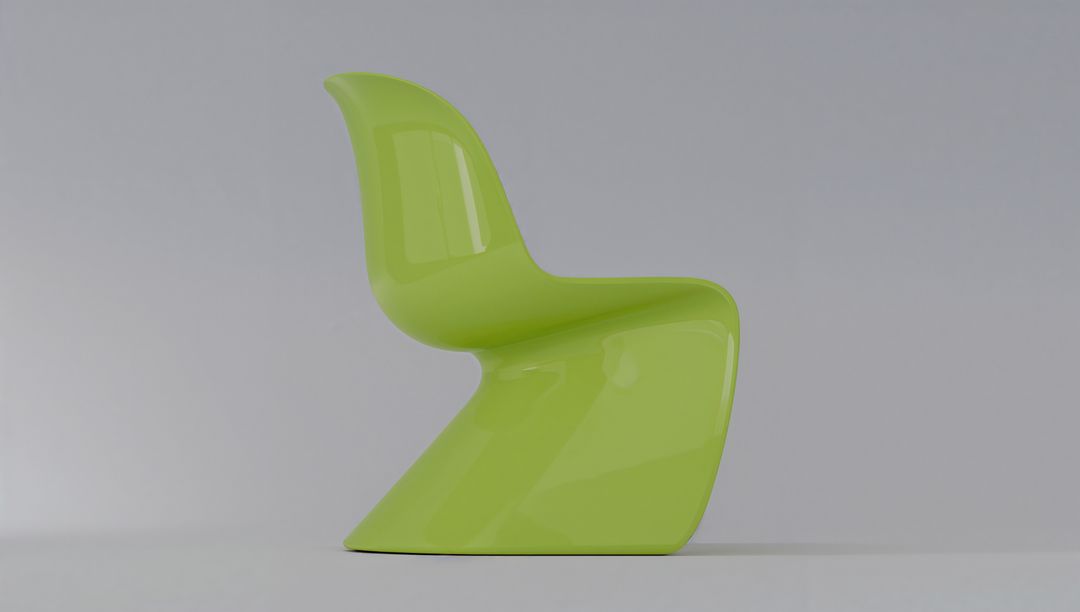 Glossy Lime Cantilever Chair Featuring Curved Modern Plastic Design on Pale-Gray Surface