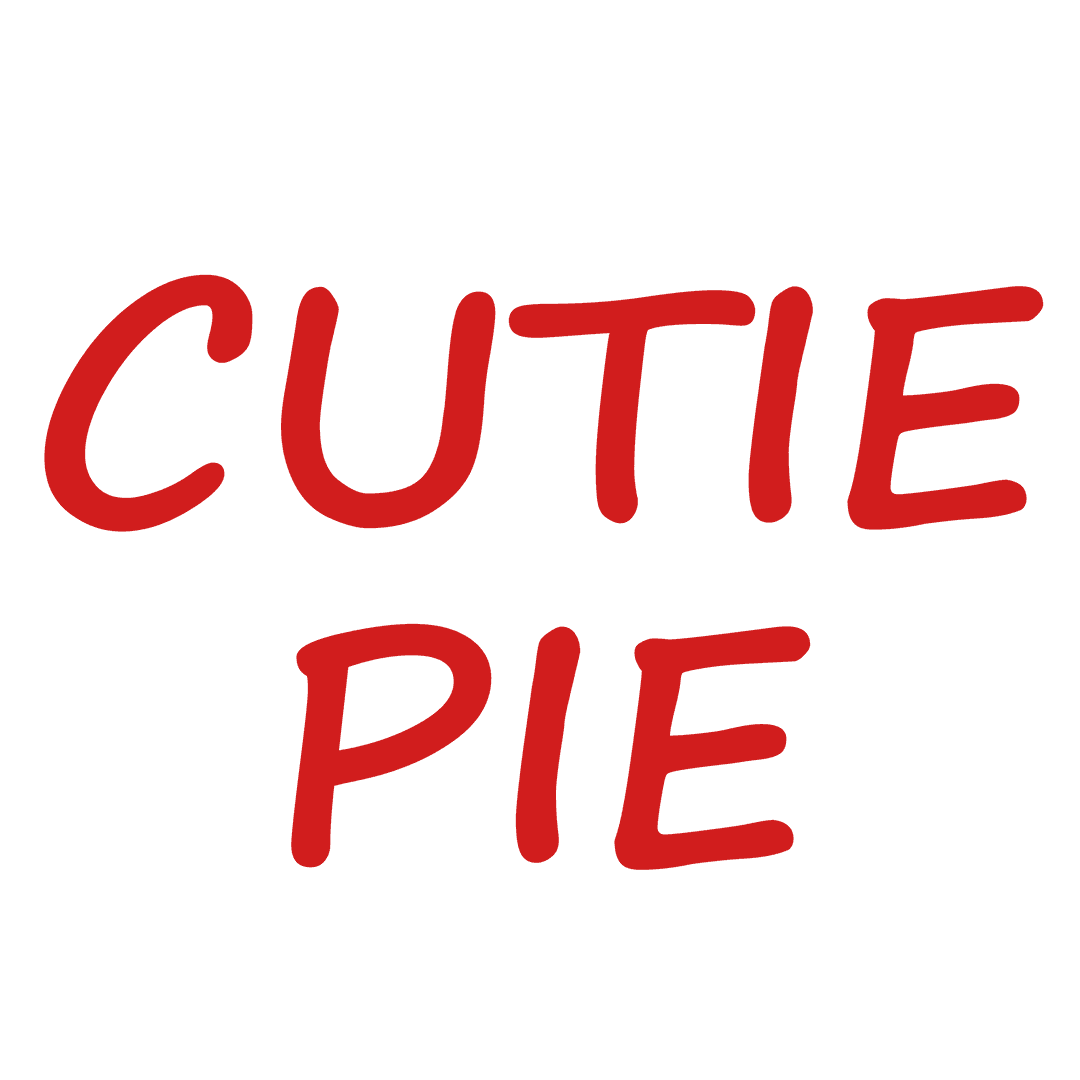 Red Cutie Pie Text on Transparent Background